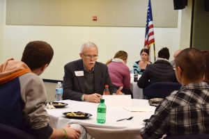 Michael Thibodeau, NMCC alum and MMG Accounting Manager met with students during the first gathering of the Mentoring Program. 